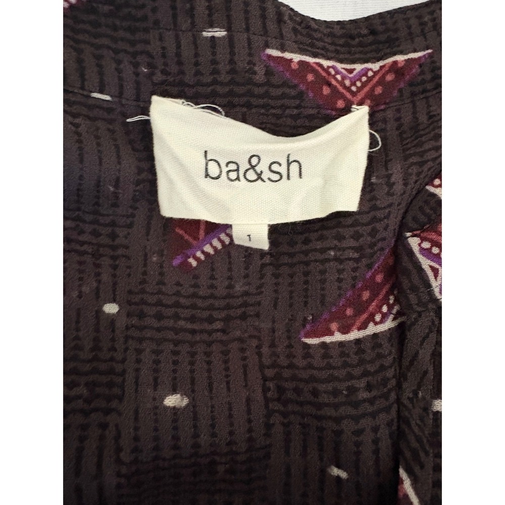 ba&sh Calliope Midi Dress S Geometric Tiered Boho French Chic Contemporary Mod - Picture 7 of 10